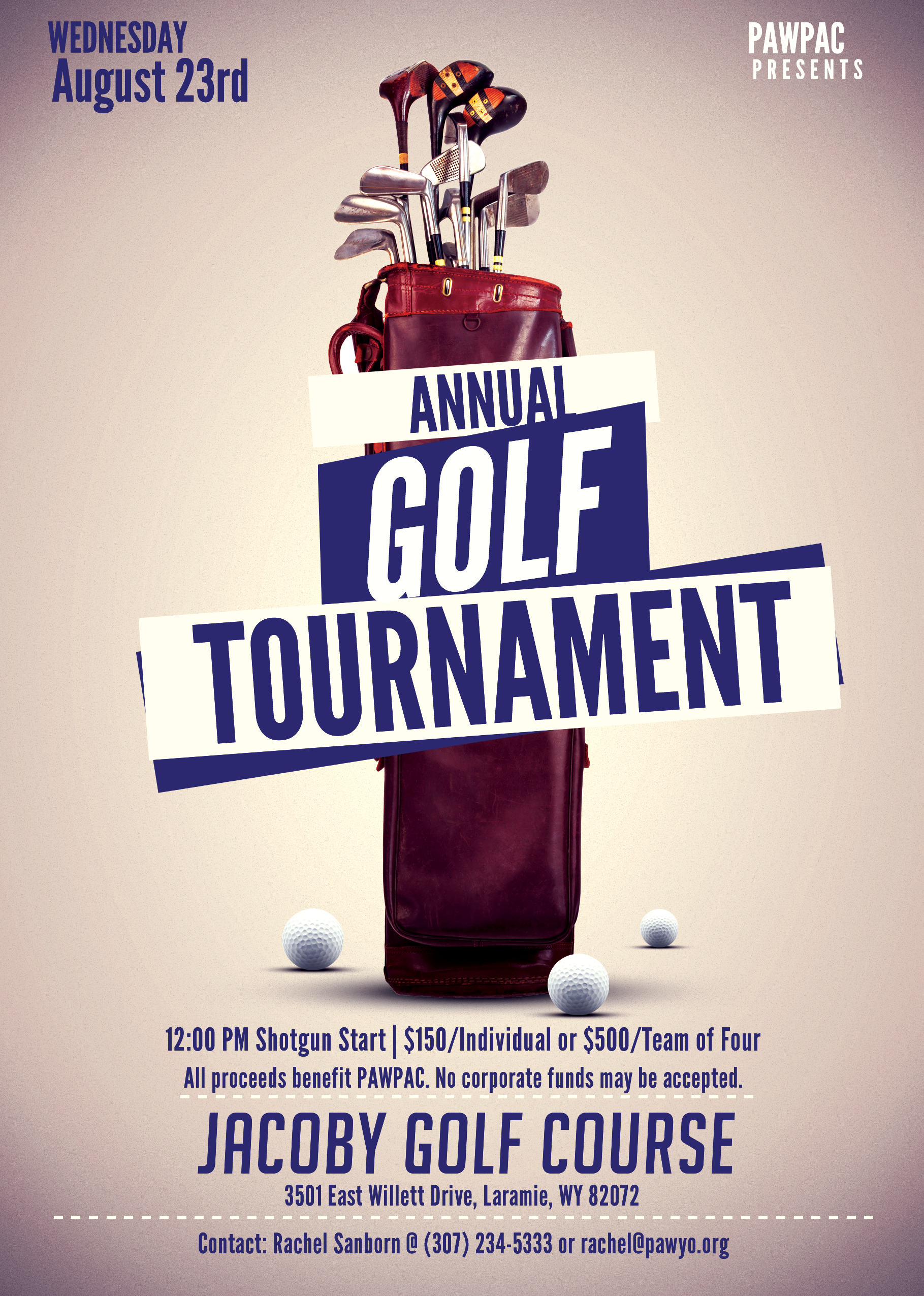 2023 PAWPAC Golf Tournament Poster