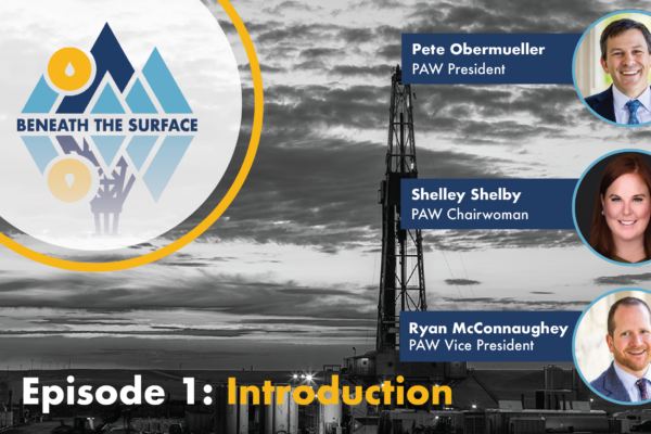 Beneath the Surface Episode 1 - Introduction with Logo in the Top left corner and headshots of the three speakers down the right side: Pete Obermueller, PAW President; Shelley Shelby, PAW Chairwoman and Ryan McConnaughey, PAW Vice President