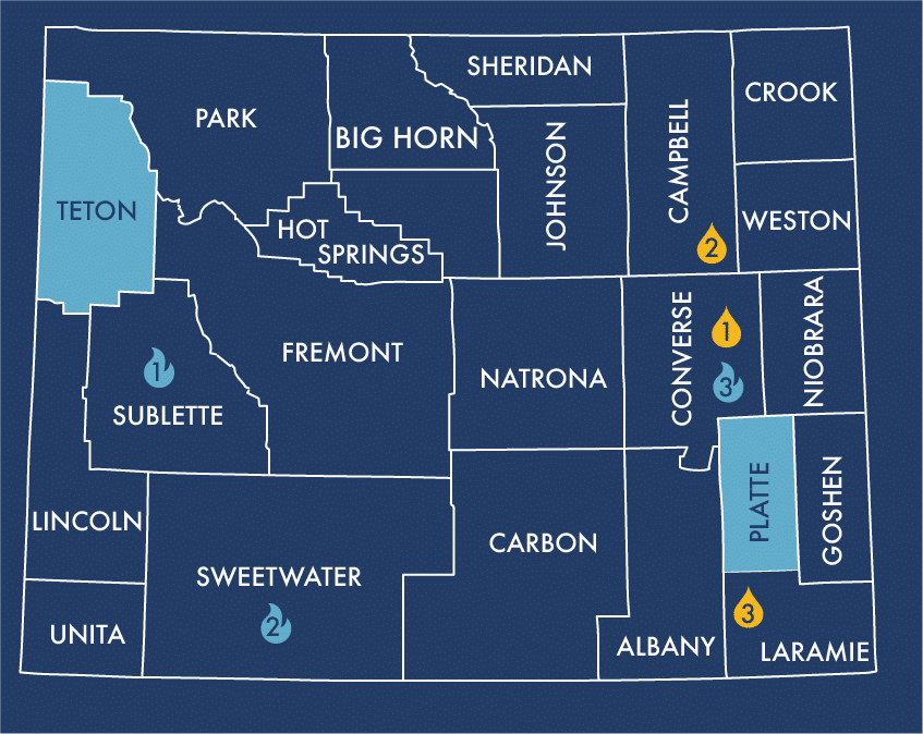 2023 Wyoming Production Map by County